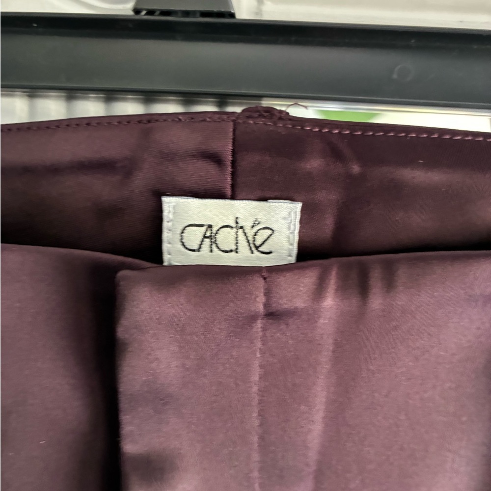 Women Satin-Look Maroon Dress Pants - Picture 4 of 5